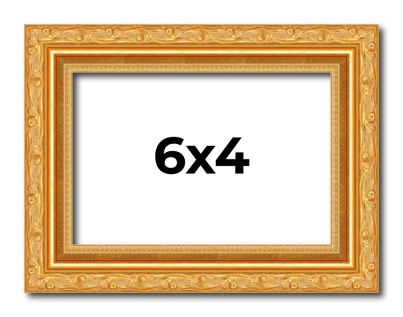 6x4 Solid Wood Antique Picture Frame with UV-Resistant Acrylic & Acid-Free Backing, Available in 4 Finishes: Bronze, Gold, Silver, and Gold with Black